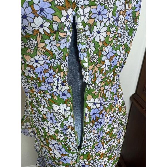 Veronica Beard Midi Dress Avenel Floral Waterfall Flutter Ruffle 100% Silk Sz 6 - Picture 4 of 8